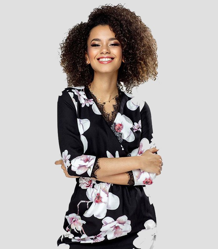 Girls Black With Floral