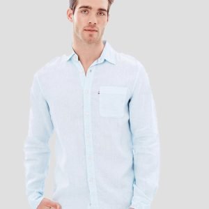 Men White & Navy Blue Striped Polo T-shirt