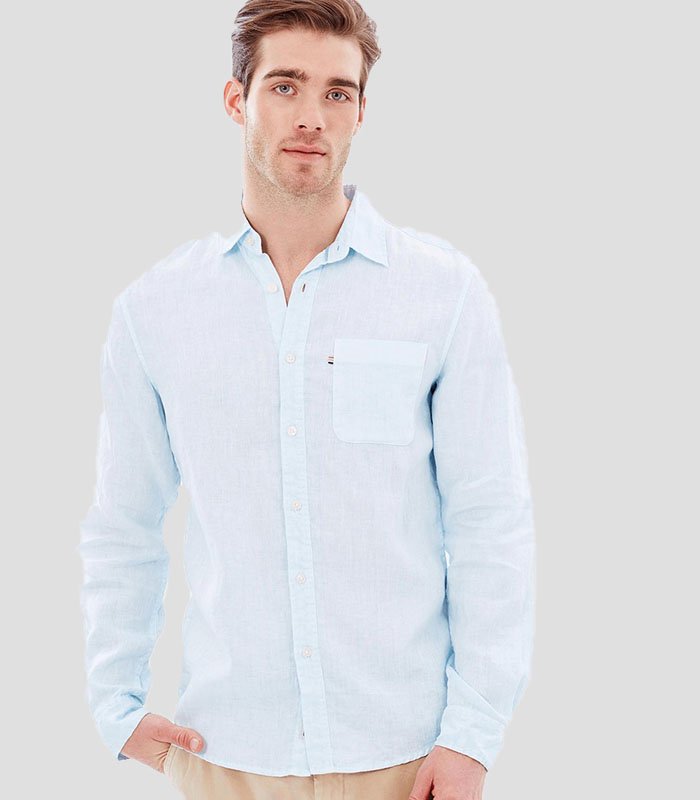 Men White & Navy Blue Striped Polo T-shirt