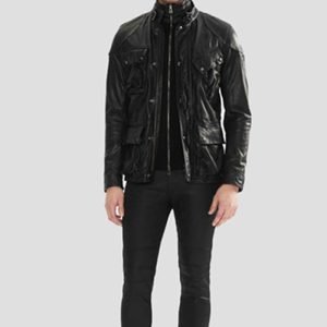 Men Pure Dark Black Leather Jacket