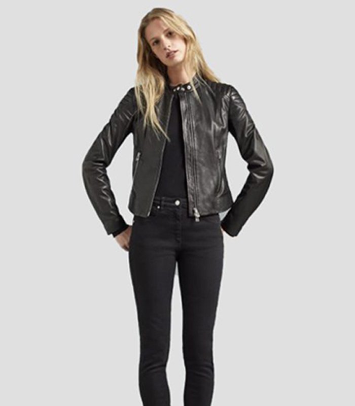 Women Pure Black Stylish Leather Jacket