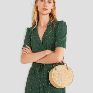 Girls Green Dress Printed