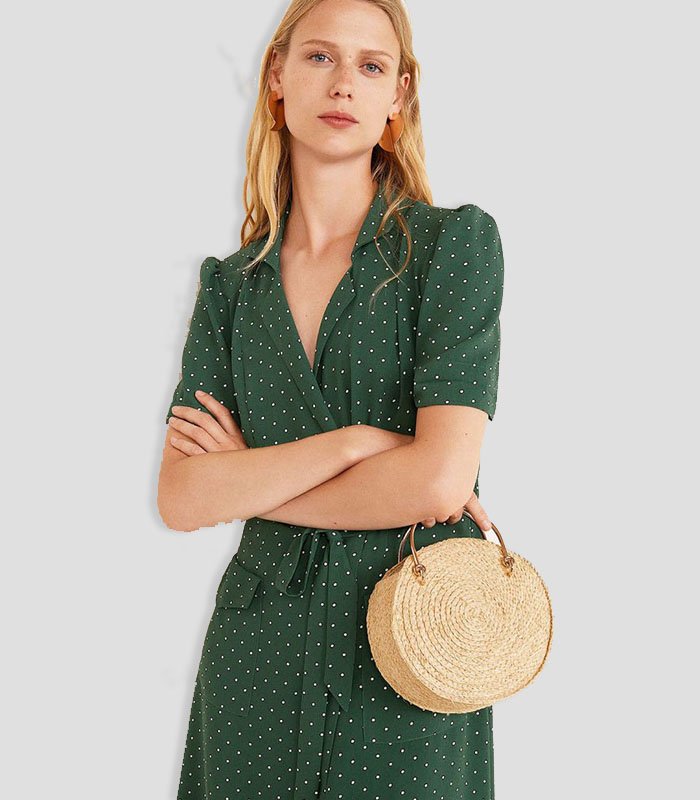 Girls Green Dress Printed