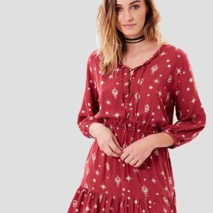 Women Red Floral Skirt Dress