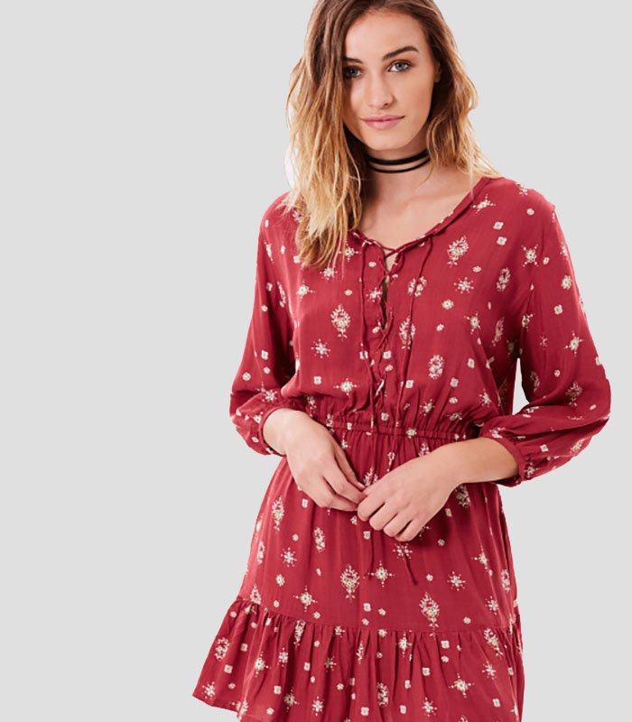 Women Red Floral Skirt Dress